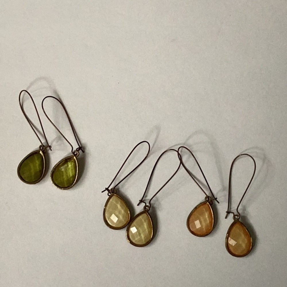 3 Pair Of Drop Down Earrings